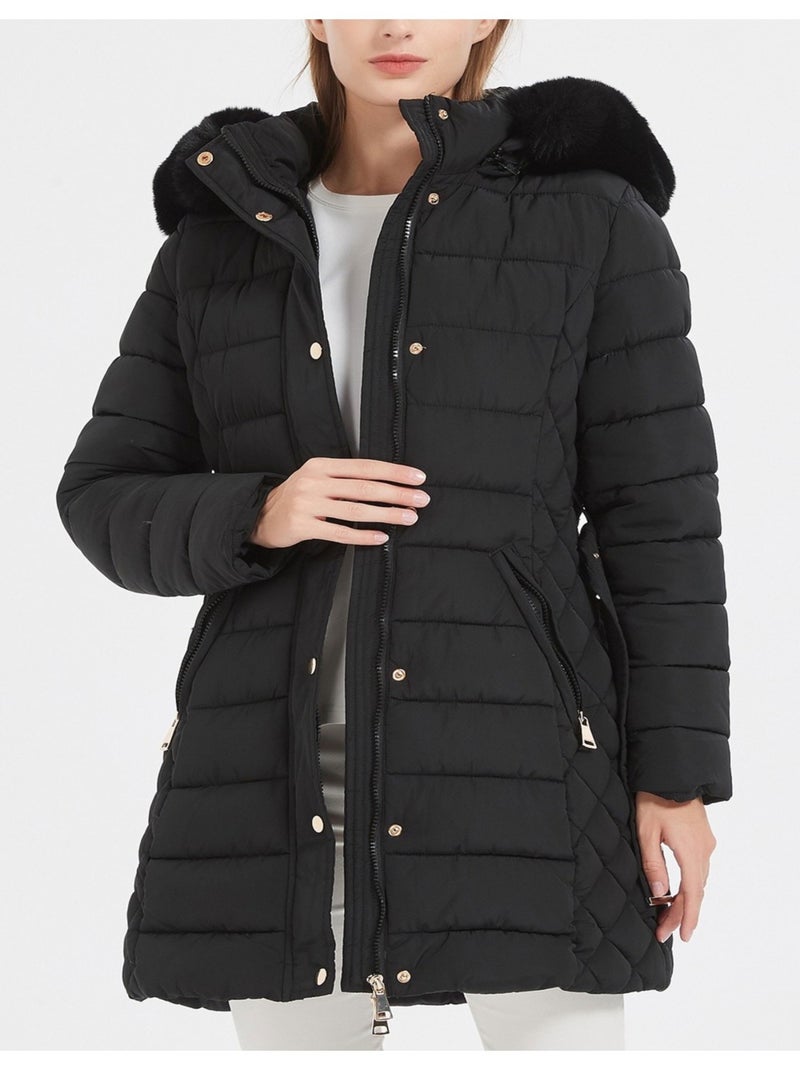 Chaqueta de plumón de longitud media Kebello Negro Negro - Kiabi