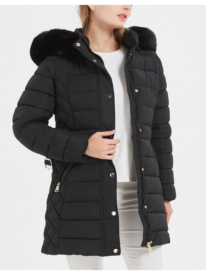 Chaqueta de plumón de longitud media Kebello Negro Negro - Kiabi