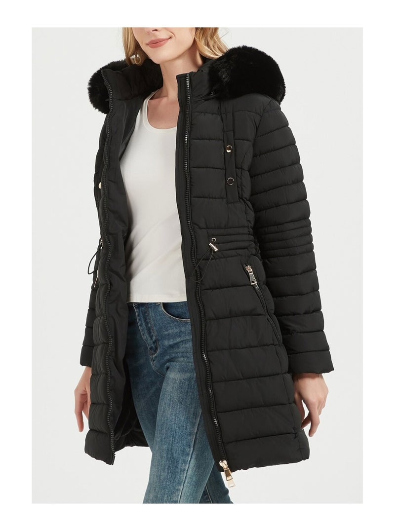 Chaqueta de plumón de longitud media Kebello Negro Negro - Kiabi