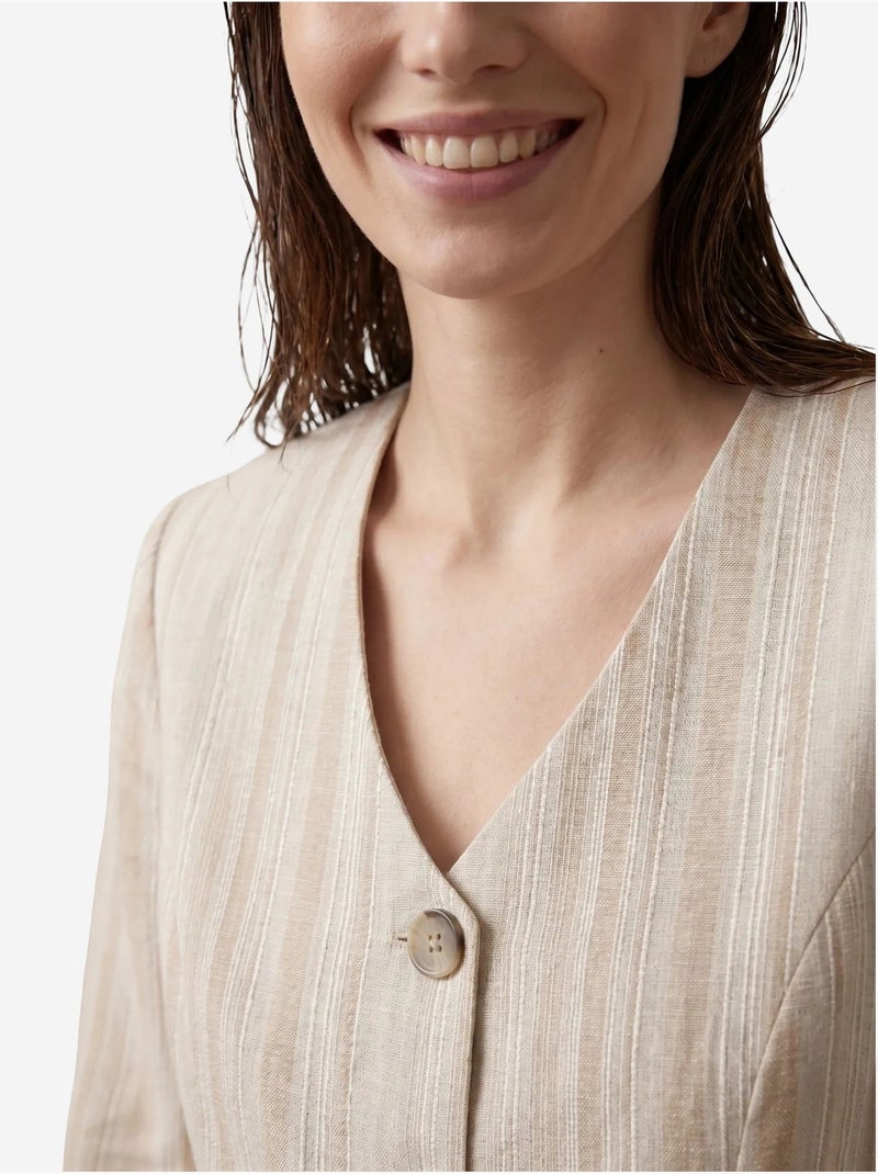 Chaqueta de popelín a rayas con cinturón my fashion Beige claro - Kiabi