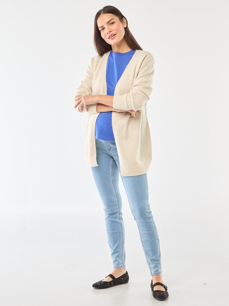 Chaqueta de premamá larga y cinturón Beige - Kiabi