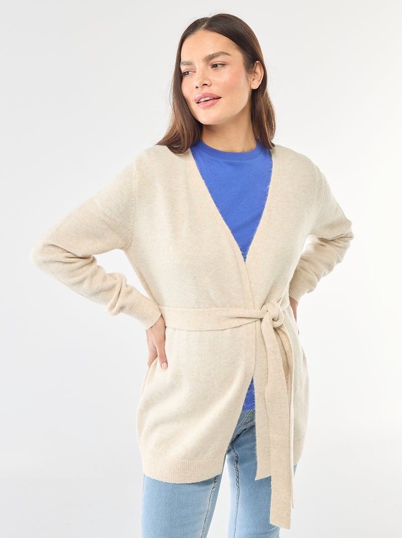Chaqueta de premamá larga y cinturón Beige - Kiabi