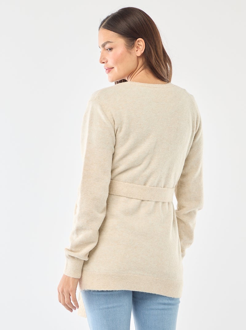 Chaqueta de premamá larga y cinturón Beige - Kiabi