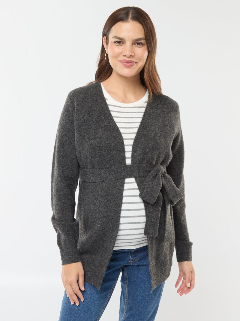 Chaqueta de premamá larga y cinturón Gris - Kiabi