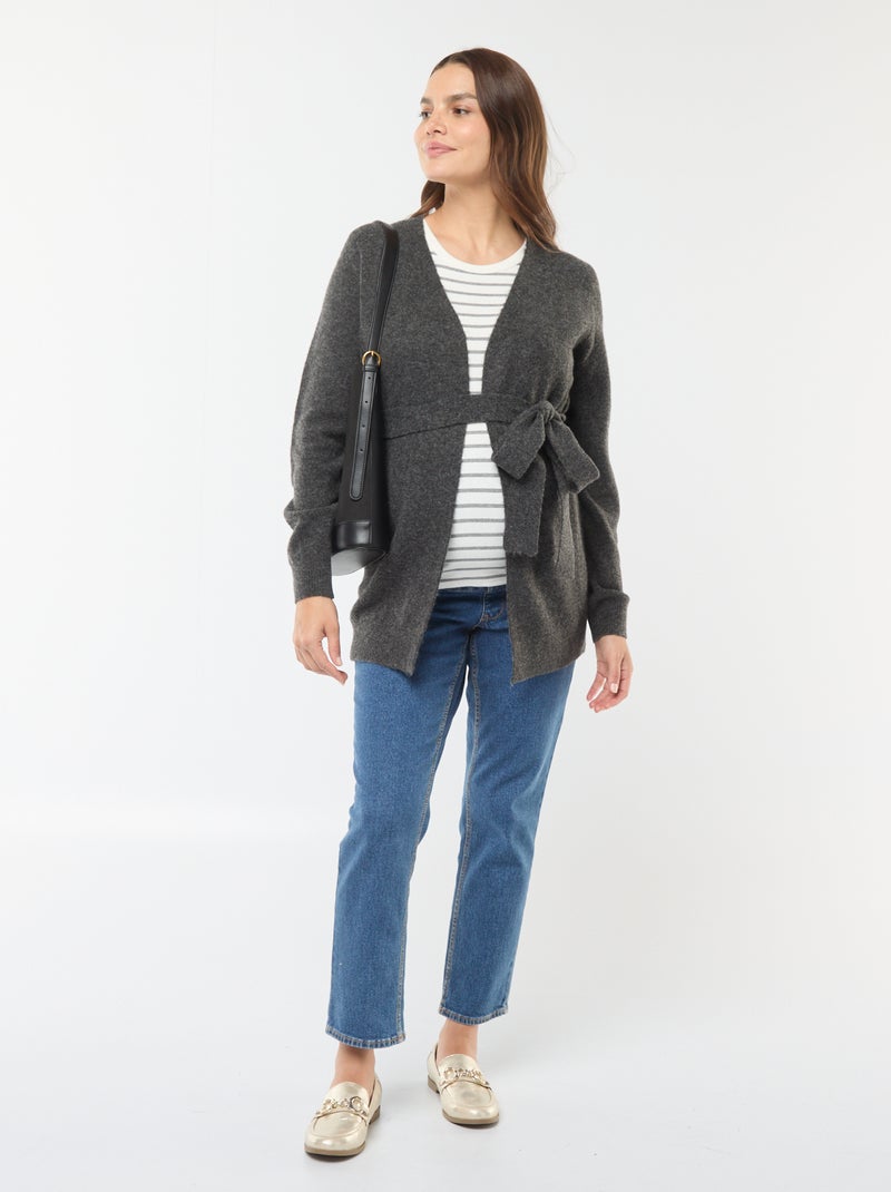 Chaqueta de premamá larga y cinturón Gris - Kiabi