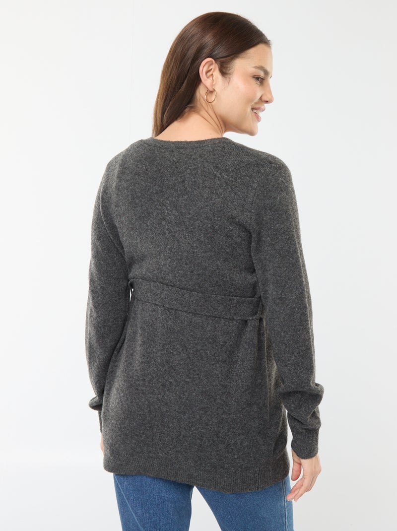 Chaqueta de premamá larga y cinturón Gris - Kiabi