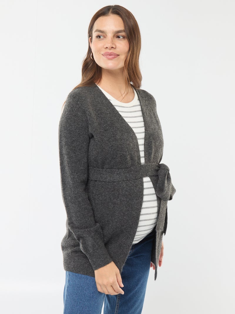 Chaqueta de premamá larga y cinturón Gris - Kiabi