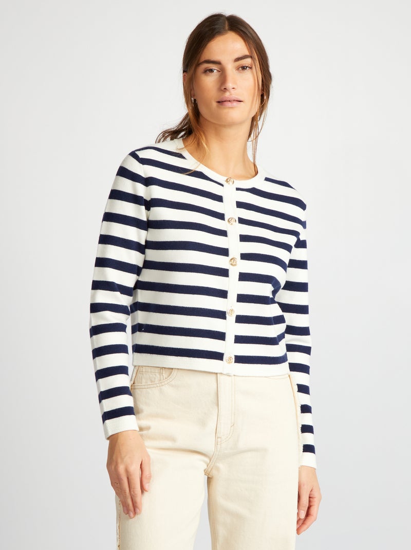 Chaqueta de punto a rayas AZUL - Kiabi