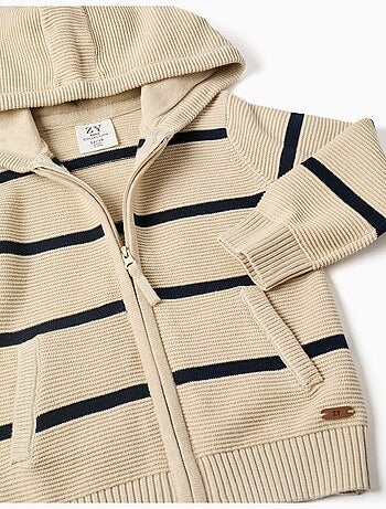 Chaqueta de punto a rayas y con capucha