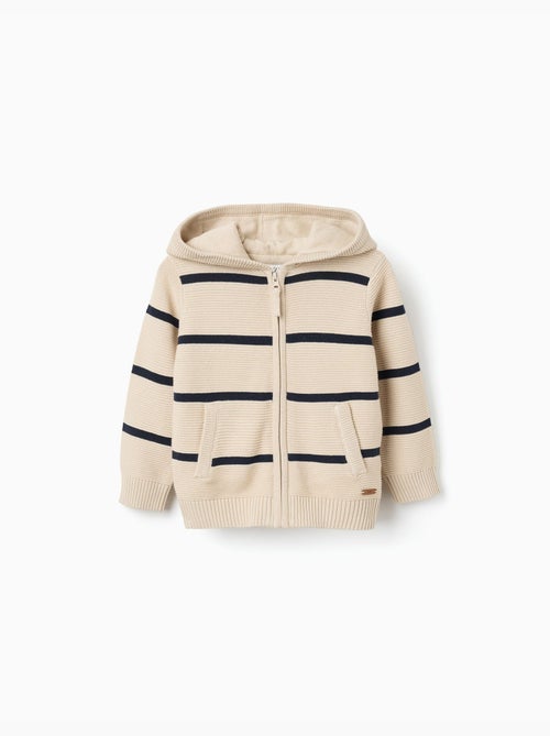 Chaqueta de punto a rayas y con capucha - Kiabi