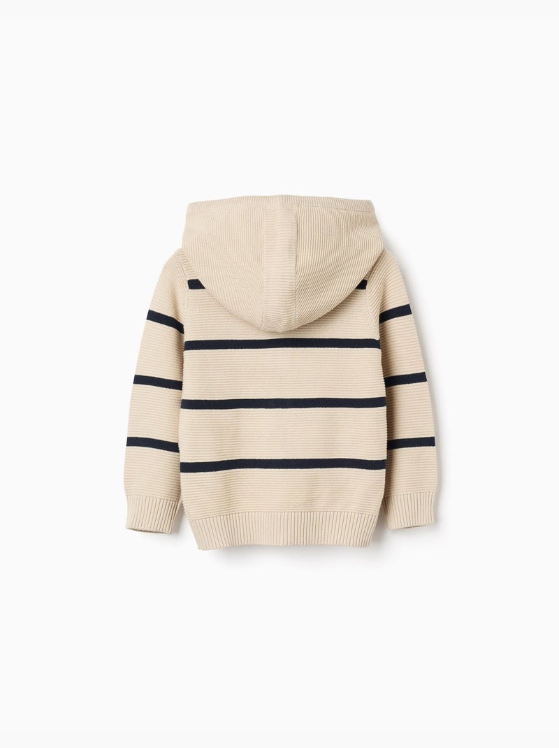 Chaqueta de punto a rayas y con capucha Beige claro - Kiabi