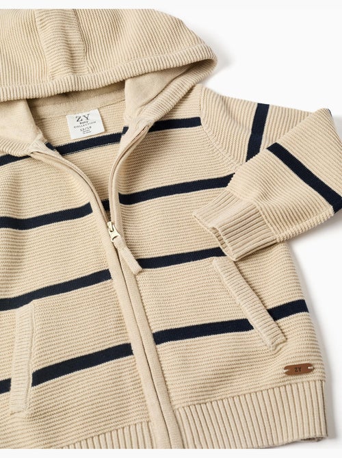 Chaqueta de punto a rayas y con capucha - Kiabi