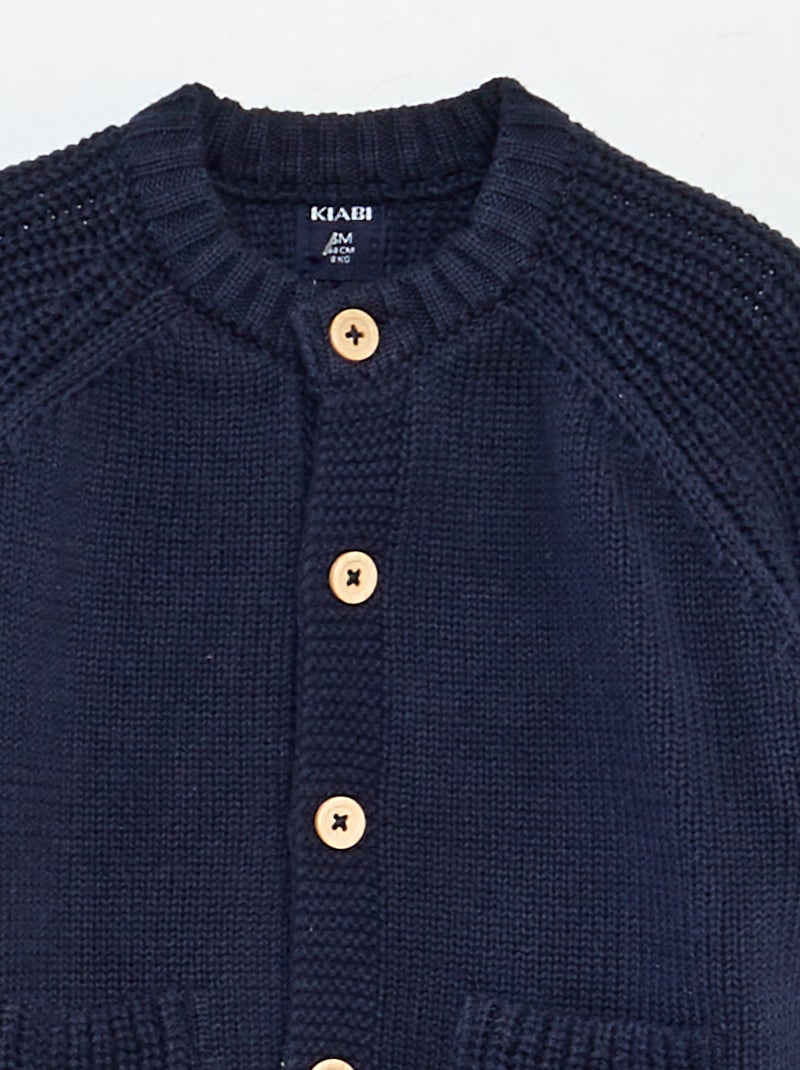 Chaqueta de punto abotonada azul - Kiabi