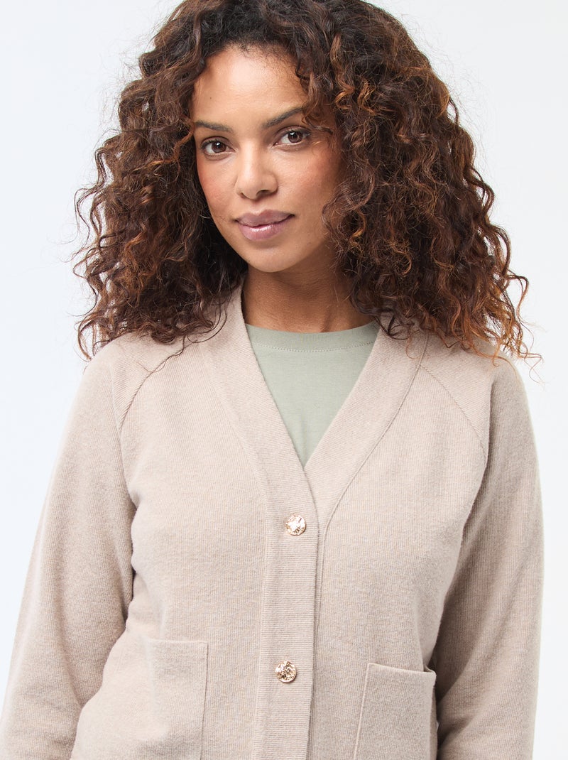 Chaqueta de punto abotonada Marron - Kiabi