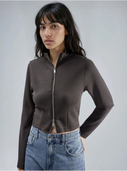 Chaqueta de punto ajustada con cierre de cremallera busem - Kiabi Chaqueta de punto ajustada con cierre de cremallera busem - Kiabi