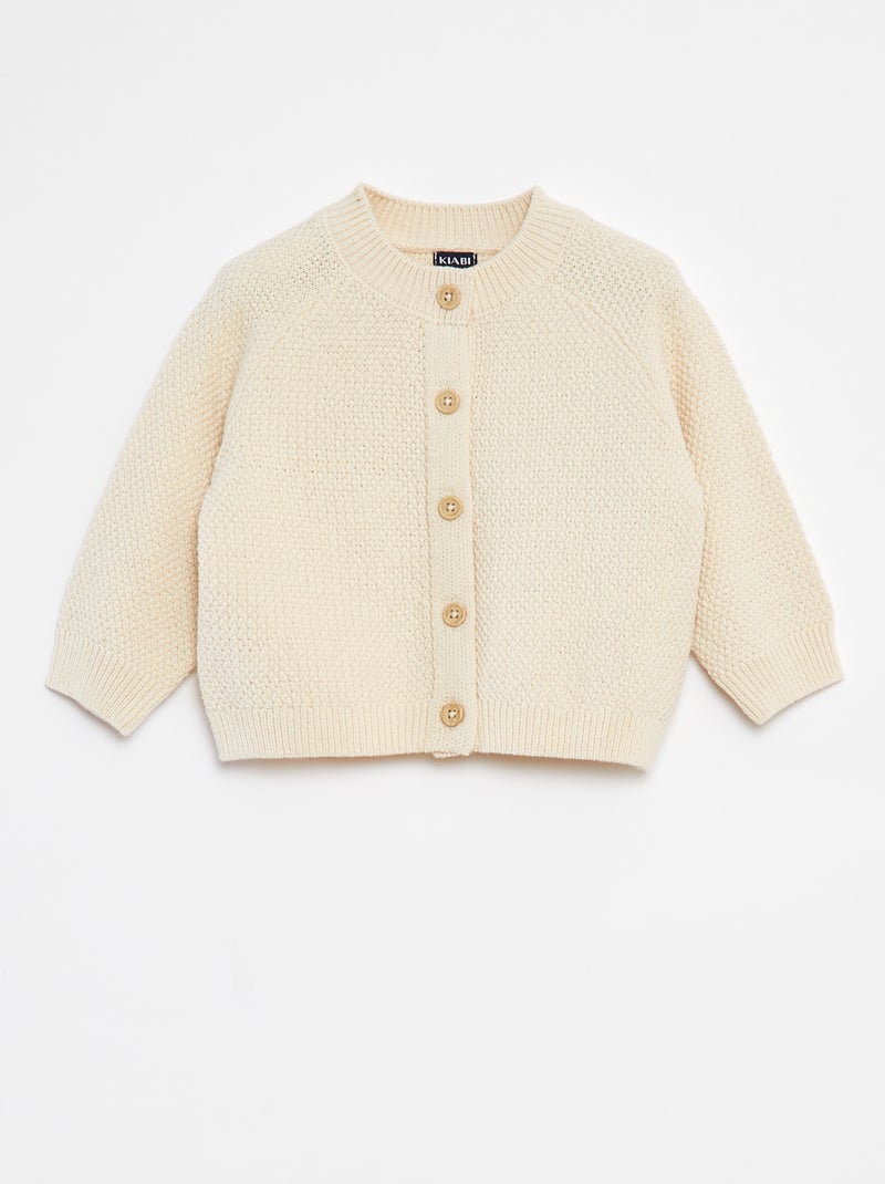 Chaqueta de punto bobo con botones Beige - Kiabi