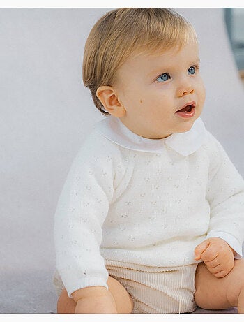 Chaqueta de punto calada de bebé - les basiques