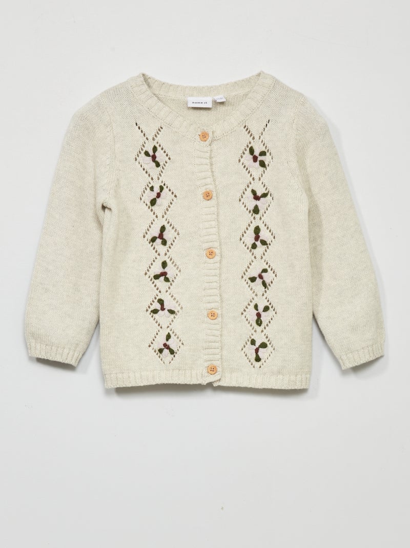 Chaqueta de punto calado BEIGE - Kiabi