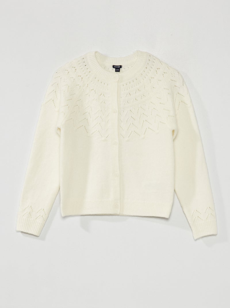 Chaqueta de punto calado Blanco - Kiabi