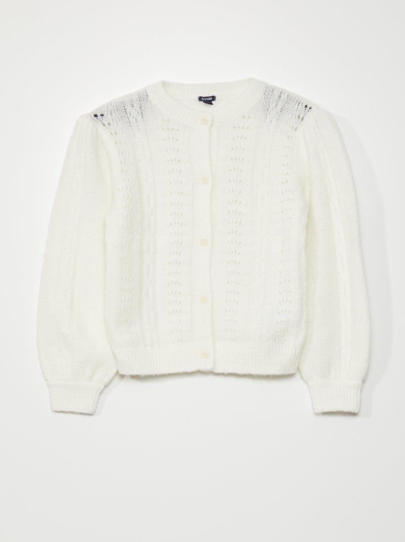 Chaqueta de punto calado Blanco - Kiabi
