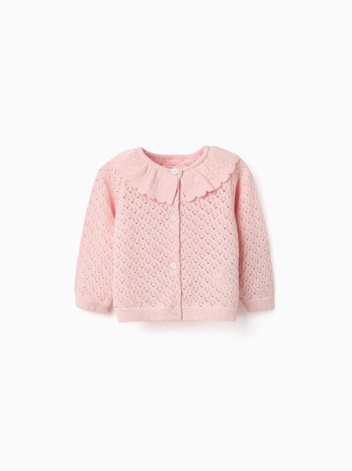 Chaqueta de punto calado con bordes festoneados - Kiabi