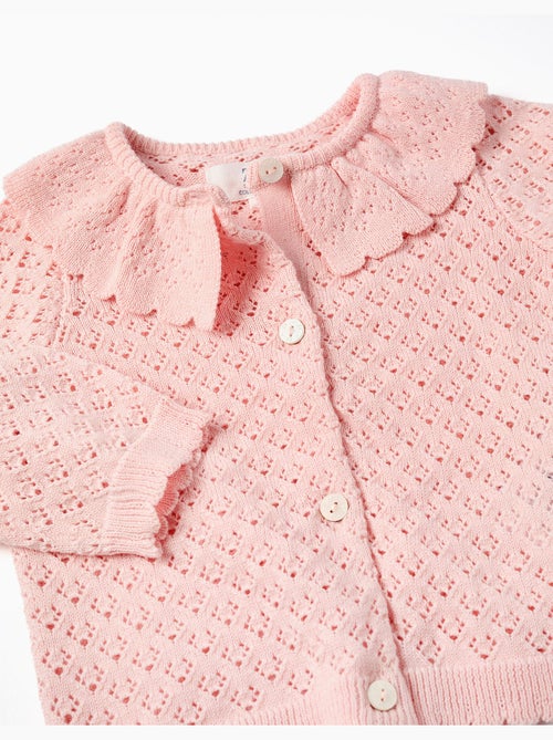 Chaqueta de punto calado con bordes festoneados - Kiabi