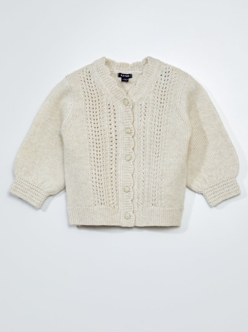 Chaqueta de punto calado con brillos GRIS - Kiabi