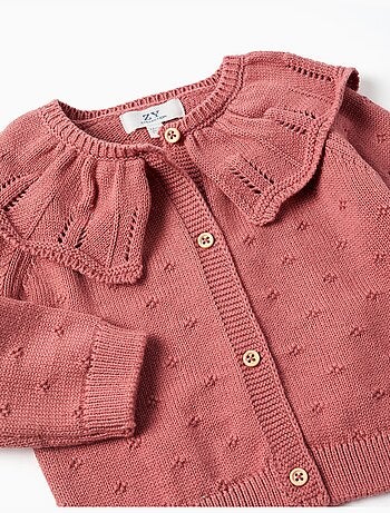 Chaqueta de punto calado de algodón con volantes