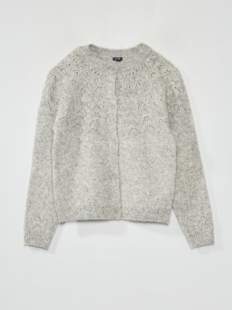 Chaqueta de punto calado GRIS - Kiabi