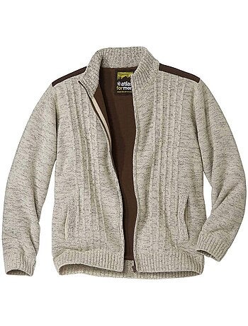Chaqueta de punto casual forrada de polar con cremallera