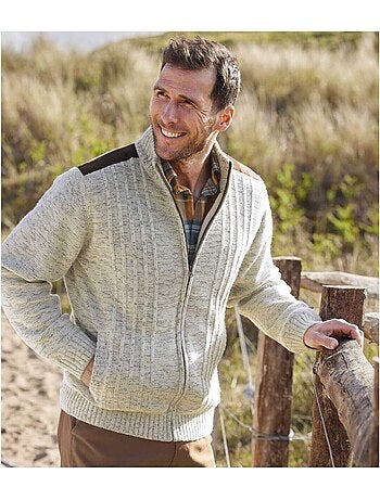 Chaqueta de punto casual forrada de polar con cremallera