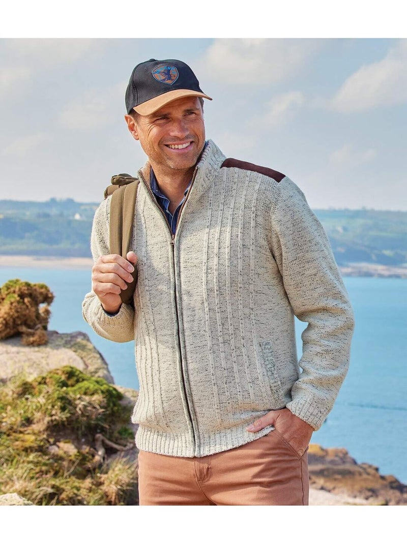Chaqueta de punto casual forrada de polar con cremallera Beige - Kiabi