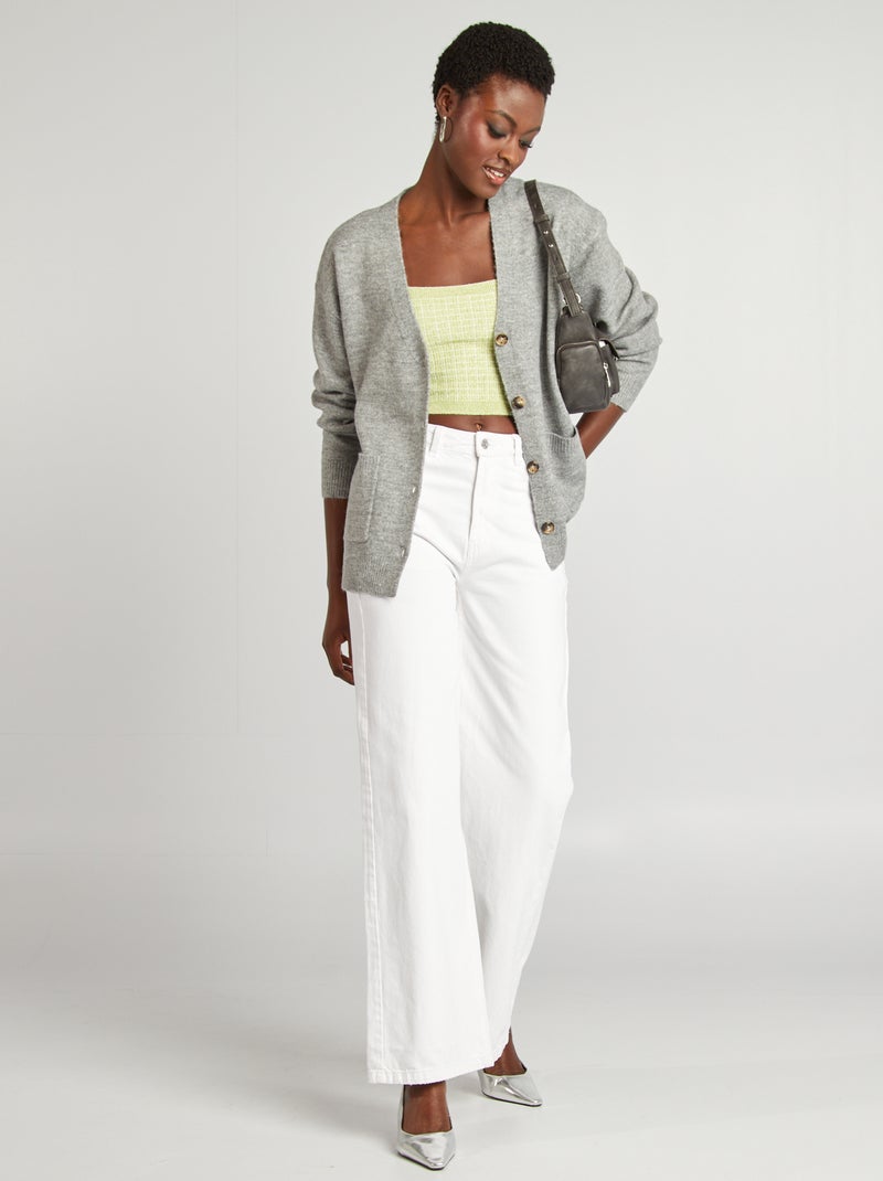 Chaqueta de punto con 2 bolsillos de parche GRIS - Kiabi