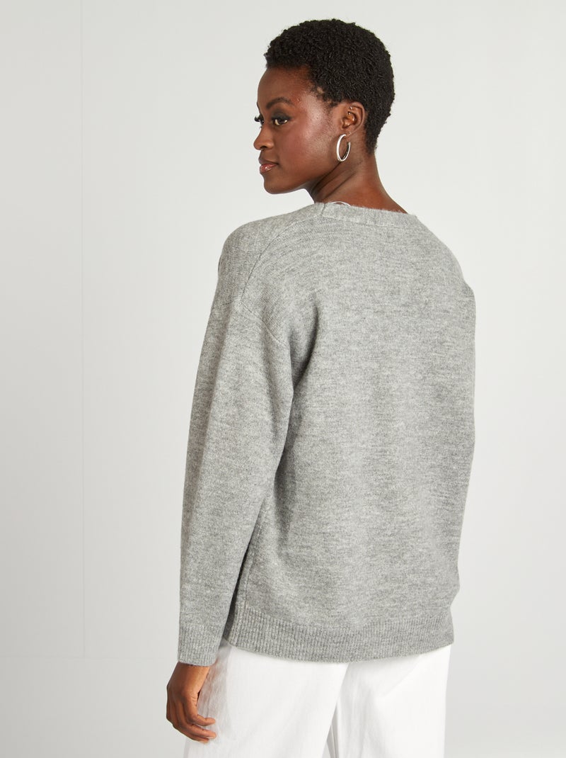 Chaqueta de punto con 2 bolsillos de parche GRIS - Kiabi