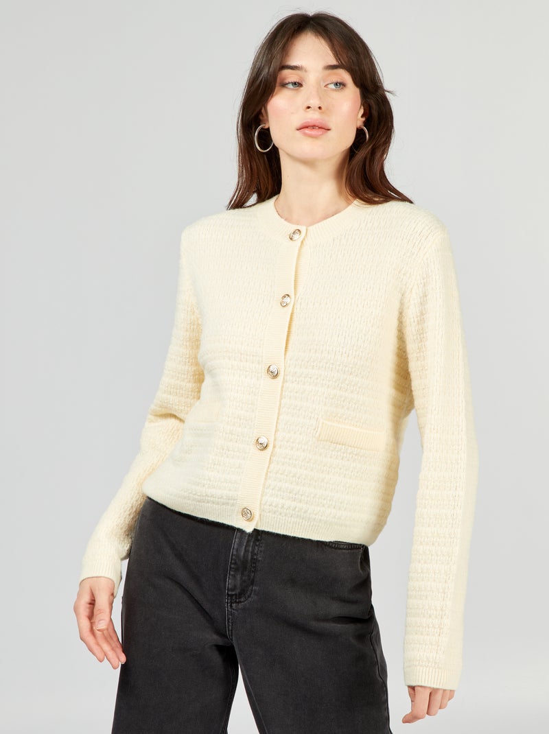 Chaqueta de punto con botones BLANCO - Kiabi