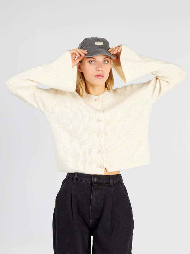Chaqueta de punto con botones de fantasía BLANCO - Kiabi