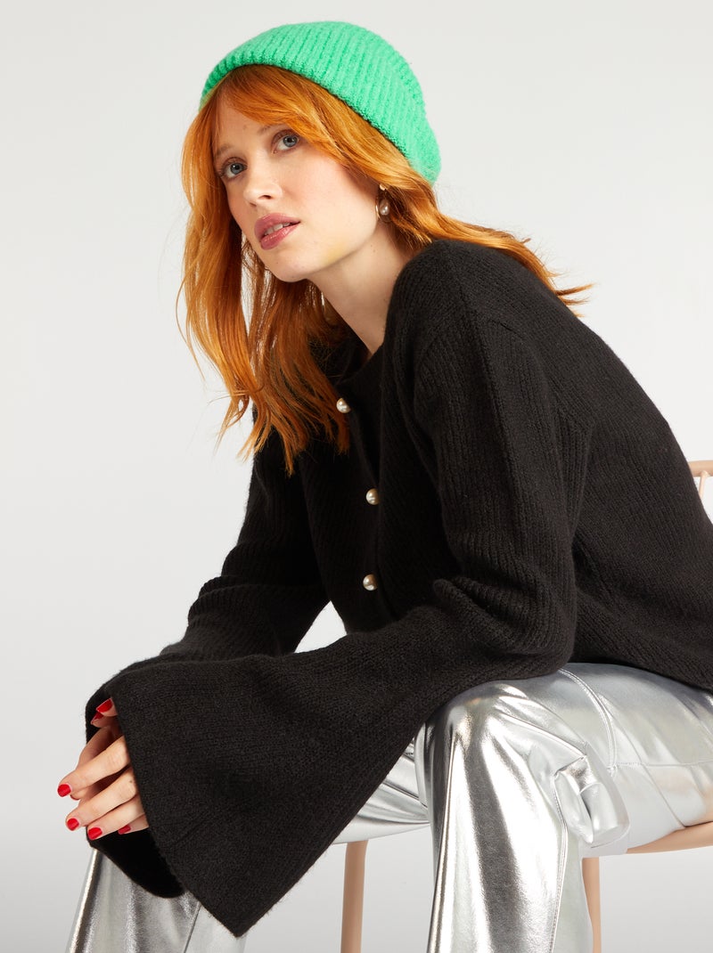 Chaqueta de punto con botones de fantasía NEGRO - Kiabi
