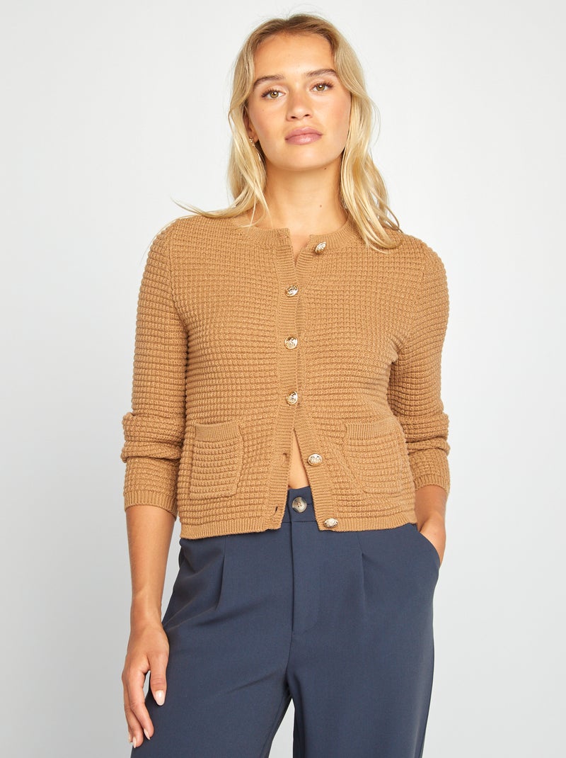Chaqueta de punto con botones dorados BEIGE - Kiabi