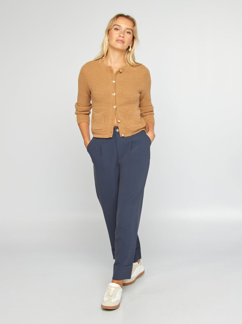 Chaqueta de punto con botones dorados BEIGE - Kiabi