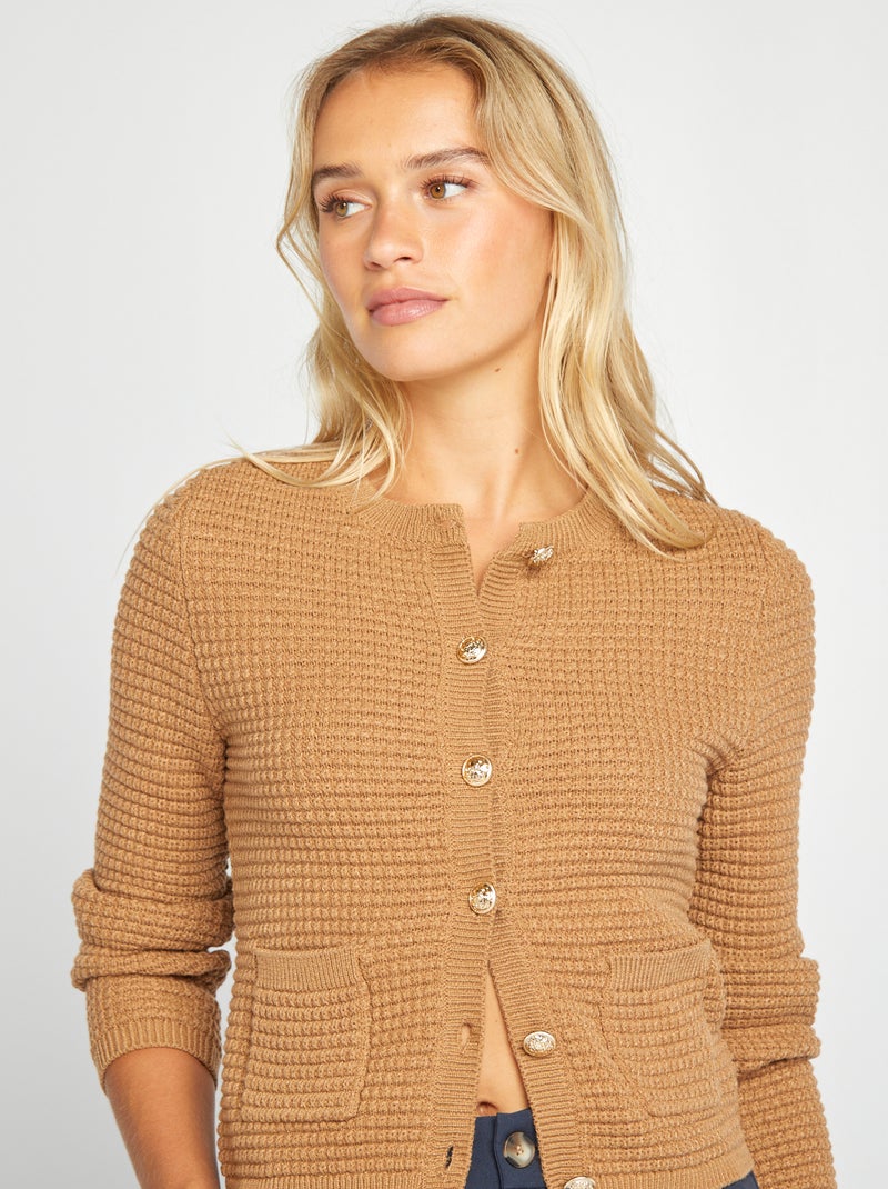Chaqueta de punto con botones dorados BEIGE - Kiabi