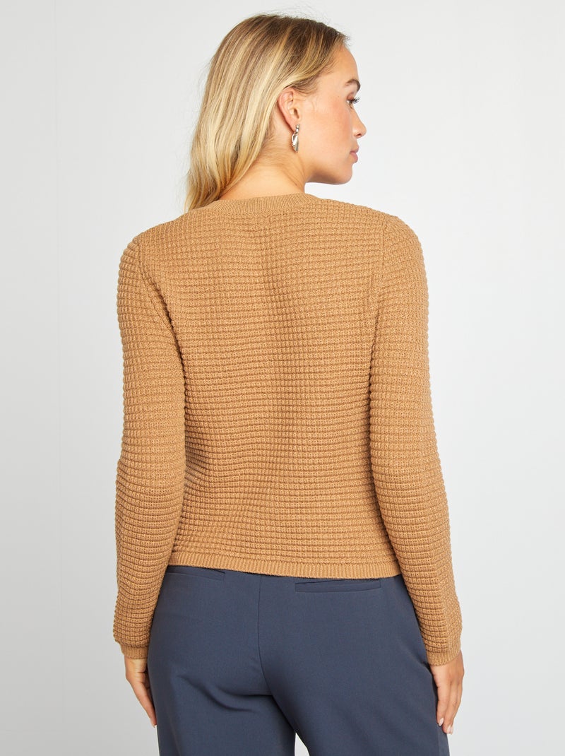 Chaqueta de punto con botones dorados BEIGE - Kiabi