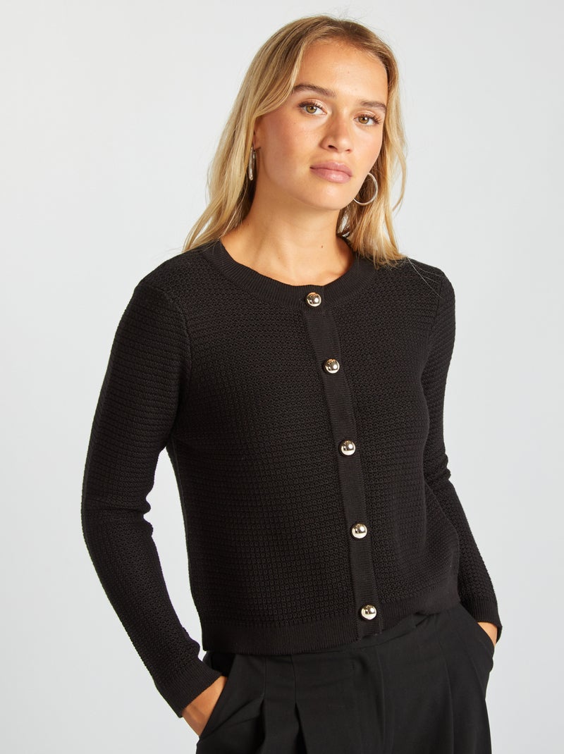 Chaqueta de punto con botones dorados negro - Kiabi