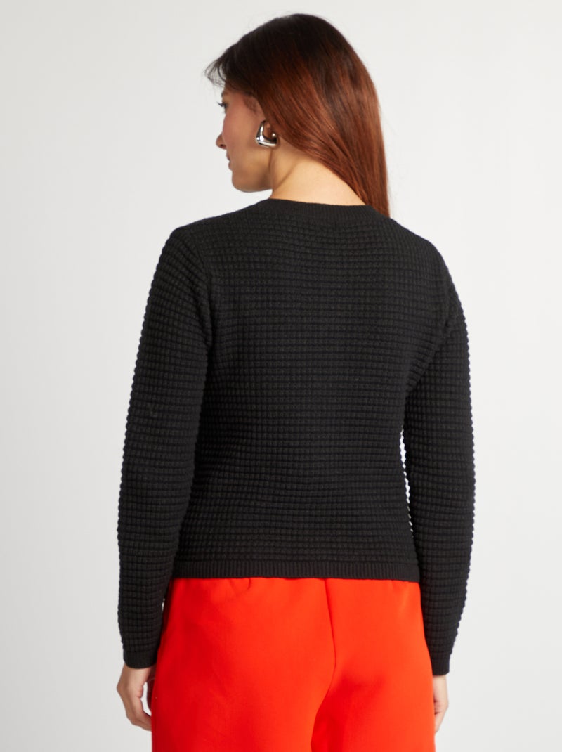 Chaqueta de punto con botones dorados negro - Kiabi