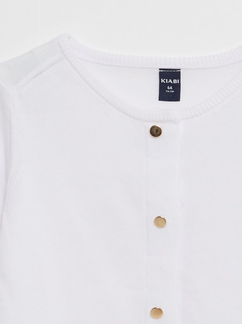 Chaqueta de punto con botones magnéticos - colección fácil de poner blanco - Kiabi