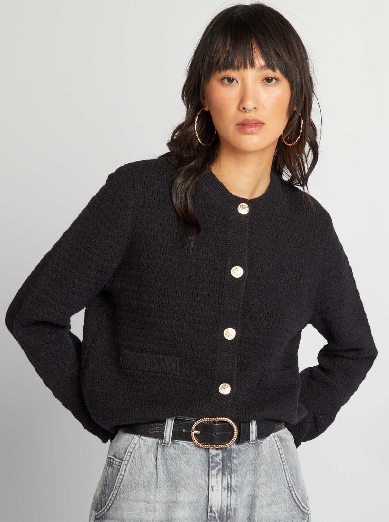 Chaqueta de punto con botones negro - Kiabi