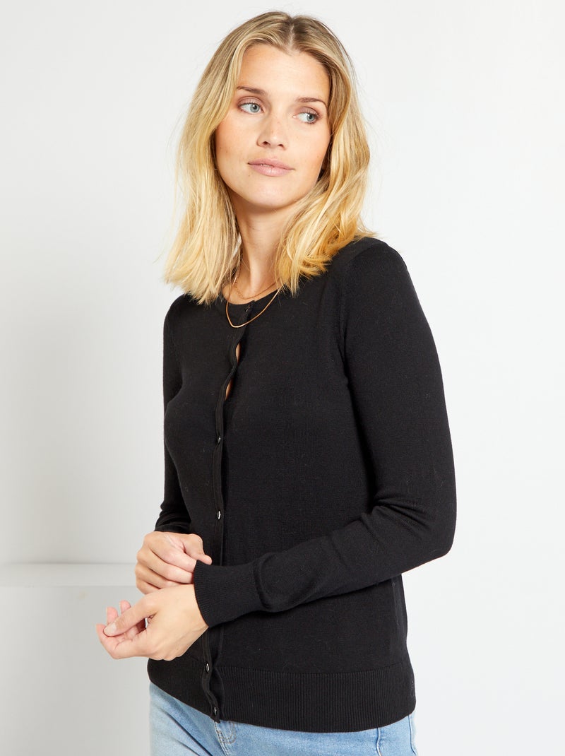 Chaqueta de punto con botones Negro - Kiabi