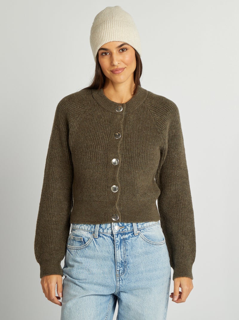 Chaqueta de punto con botones plateados KAKI - Kiabi