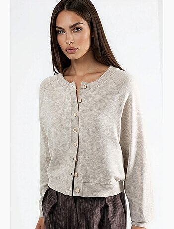 Chaqueta de punto con botones y cuello redondo busem