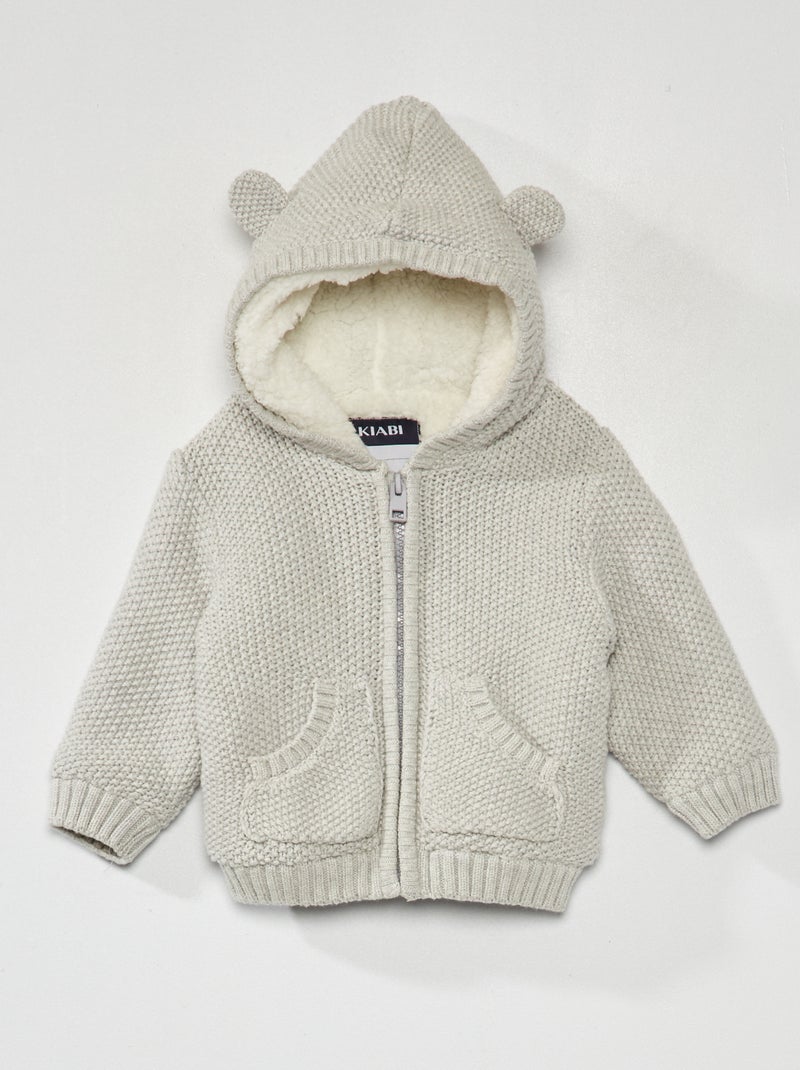 Chaqueta de punto con capucha GRIS - Kiabi