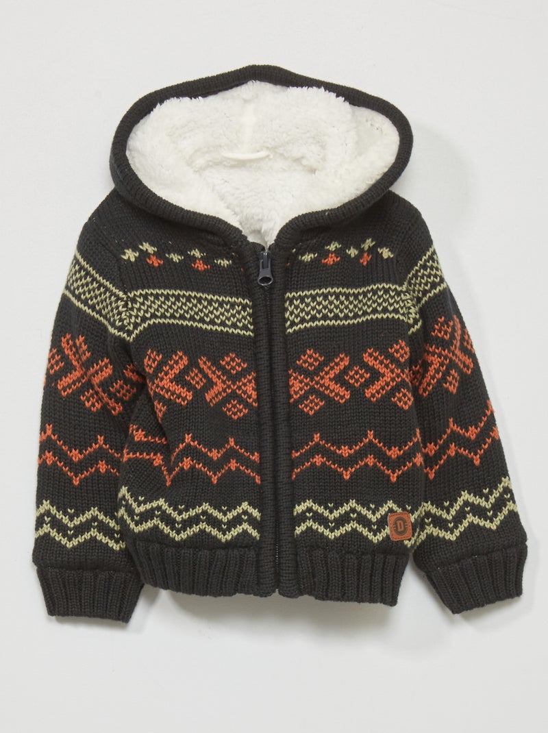 Chaqueta de punto con capucha GRIS - Kiabi